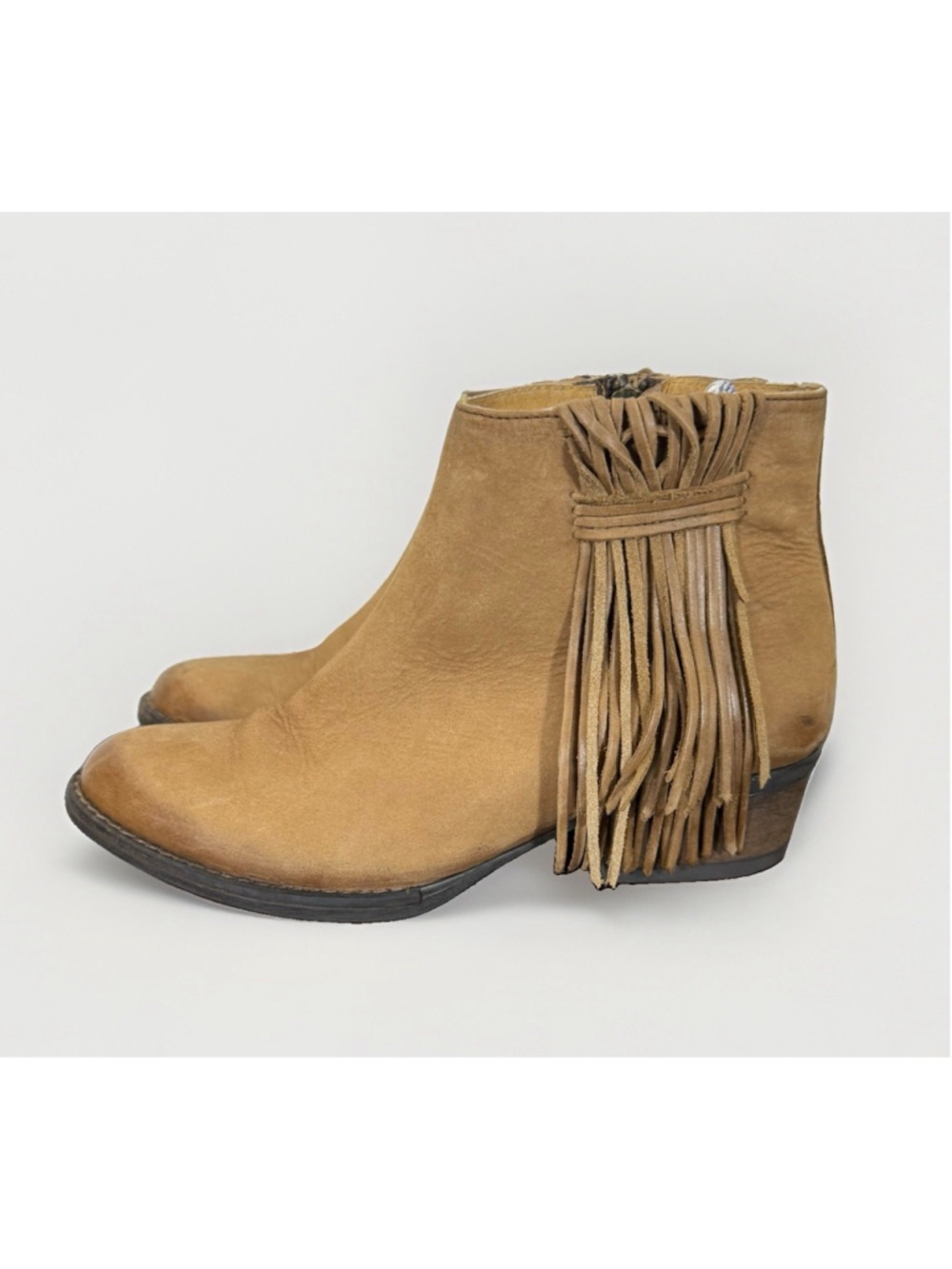 Circle G By Corral Fringe Ankle Boots Booties Sz 8M Women Tan Western Rodeo $125